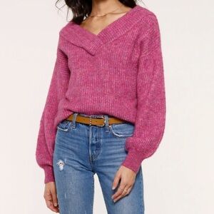 NWT Heartloom Orchid Ella V-Neck Ribbed Sweater Women’s L